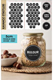 Siyah Yuvarlak Kesim Baharat, Bakliyat Etiket Modeli 5cm - 70 Adet Folyo Sticker