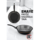 Fritözlü Emaye Kızartma Tavası- Kızartma Kaçerola Multi Kullanım  26 CM