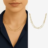 Kadın 3 lü Çelik Kolye - Toplu Snake Zincirli - Asimetrik Tasarım - Altın Renk