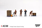Mini GT AC30 1/64 Figurine: UPS Driver and workers