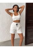 Modal Kumaş Şort ve Büstiyer Spor Takımı | Yüksek Bel Şortlu Takım