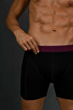 Bambu Boxer Erkek Siyah Bordo Lastikli