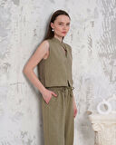 Broşlu Yelek Pantolon Takım Haki S255821