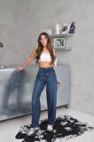 Arkadan Tokalı Jeans Pantolon