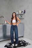 Arkadan Tokalı Jeans Pantolon