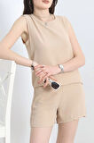 Şortlu Ayrobin Takım Bej