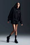 Siyah - Gri - Gümüş Kadın Yuvarlak Yaka Regular Fit Sweatshirt DQ5858-010 W NSW PHNX FLC OOS PO
