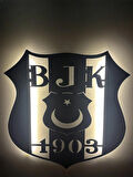 Beşiktaş Bjk 1903 Duvar Dekoru Led Işıklı Tablosu Siyah Ahşap Lazer Mdf
