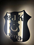 Beşiktaş Bjk 1903 Duvar Dekoru Led Işıklı Tablosu Siyah Ahşap Lazer Mdf