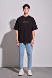 Erkek Throw Baskılı Oversize T-shirt %100 Pamuk