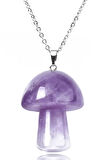 Sertifikalı Mantar Model Ametist Taşı Kolye (Gümüş Aparatlı)