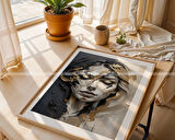 Altın Dokunuşlu Modern Portre Temalı 3'lü Ahşap Çerçeveli Tablo Seti - 21x30