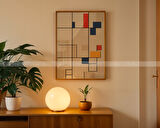 Modern Renkli Geometrik 3 Parçalı Ahşap Çerçeveli Tablo Seti - 21x30
