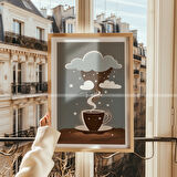 Kahve ve Doğa Temalı 3'lü Ahşap Çerçeveli Tablo Seti-30x42
