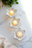 3lü Lotus Model Cam Mumluk İçinde Tealight Led Mum Seti