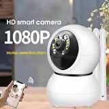 Ip Wifi 360° 1080p Güvenlik Kamerası Gece Görüşlü Led Işıklı Alarmlı Kamerası Panda Kılıflı