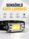 Sensör Kontrollü Şarjlı Beyaz LED Kafa Lambası ve El Feneri