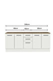 Vant Mutfak 4 Kapaklı-3 Çekmeceli Alt Modül -200 cm - Çok Amaçlı Dolap -Beyaz-Tezgah Dahil