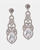 MKMODAATELIER Uzun Kristal Taşlı Sallantılı A Kalite Abiye Küpe TE5768
