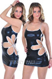 B112113 Yaprak Dizayn Mini Elbise