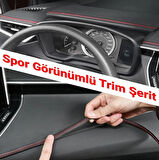 Araç Içi Kırmızı Dikiş Detaylı Kendinden Yapışkanlı Deri Trim Şerit 2,5 Metre