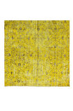 148x285 Cm El Dokuması Yeniden Boyanmış Eski Türk Halısı, Modern Sarı El Yapımı Yünlü Halı