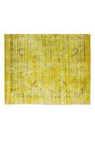 190x306 Cm El Dokuması Yeniden Boyanmış Eski Türk Halısı, Modern Sarı El Yapımı Yünlü Halı