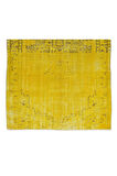 170x283 Cm El Dokuması Eski Yeniden Boyanmış Eski Türk Halısı, Modern Sarı El Yapımı Yünlü Halı
