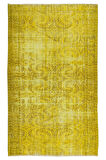 173x292 Cm El Dokuması Yeniden Boyanmış Eski Türk Halısı, Modern Sarı El Yapımı Yünlü Halı
