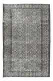 165x260 Cm El Dokuması Yeniden Boyanmış Eski Türk Halısı, Modern Gri El Yapımı Yünlü Halı