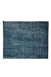 195x310 Cm El Dokuması Yeniden Boyanmış Eski Türk Halısı, Modern Mavi El Yapımı Yünlü Halı