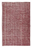 194x290 Cm El Dokuması Yeniden Boyanmış Eski Türk Halısı, Modern Kırmızı El Yapımı Yünlü Halı