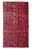 118x211 Cm El Dokuması Yeniden Boyanmış Eski Türk Halısı, Modern Kırmızı El Yapımı Yünlü Halı