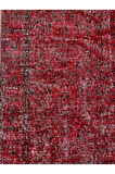 118x211 Cm El Dokuması Yeniden Boyanmış Eski Türk Halısı, Modern Kırmızı El Yapımı Yünlü Halı