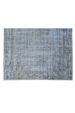 198x300 Cm El Dokuması Yeniden Boyanmış Eski Türk Halısı, Modern Mavi El Yapımı Yünlü Halı