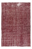 206x290 Cm El Dokuması Yeniden Boyanmış Eski Türk Halısı, Modern Kırmızı El Yapımı Yünlü Halı