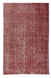 205x305 Cm El Dokuması Yeniden Boyanmış Eski Türk Halısı, Modern Kırmızı El Yapımı Yünlü Halı