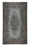 180x300 Cm El Dokuması Yeniden Boyanmış Eski Türk Halısı, Modern Gri El Yapımı Yünlü Halı