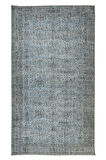 183x317 Cm El Dokuması Yeniden Boyanmış Eski Türk Halısı, Modern Mavi El Yapımı Yünlü Halı
