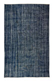 210x324 Cm Modern Maviye Yeniden Boyanmış El Yapımı Yünlü Halı, El Dokuması Eski Türk Halısı