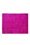186x286 Cm El Dokuması Yeniden Boyanmış Eski Türk Halısı, Modern Pembe El Yapımı Yünlü Halı
