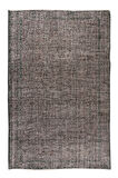 182x271 Cm El Dokuması Yeniden Boyanmış Eski Türk Halısı, Modern Gri El Yapımı Yünlü Halı