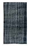 157x272 Cm El Dokuması Yeniden Boyanmış Eski Türk Halısı, Modern Mavi El Yapımı Yünlü Halı