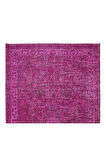 160x261 cm Pembe Renkli Yünlü Halı, Modern El Dokuması Yeniden Boyanmış Eski Anadolu Halısı