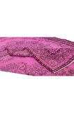 183x304 Cm El Dokuması Yeniden Boyanmış Eski Türk Halısı, Modern Pembe El Yapımı Yünlü Halı