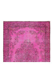 183x304 Cm El Dokuması Yeniden Boyanmış Eski Türk Halısı, Modern Pembe El Yapımı Yünlü Halı