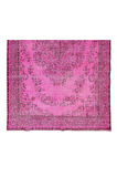 183x304 Cm El Dokuması Yeniden Boyanmış Eski Türk Halısı, Modern Pembe El Yapımı Yünlü Halı