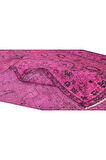 180x300 Cm Pembe Renkli Yünlü Halı, Modern El Dokuması Yeniden Boyanmış Eski Türk Halısı