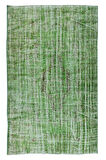165x257 Cm El Dokuması Yeniden Boyanmış Eski Türk Halısı, Modern Yeşil El Yapımı Yünlü Halı