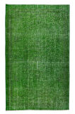 173x282 Cm El Dokuması Yeniden Boyanmış Eski Türk Halısı, Modern Yeşil El Yapımı Yünlü Halı